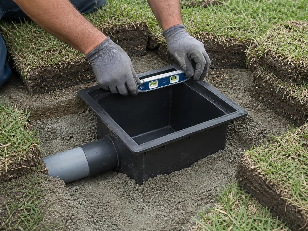 Illustrative catch basin installation scene