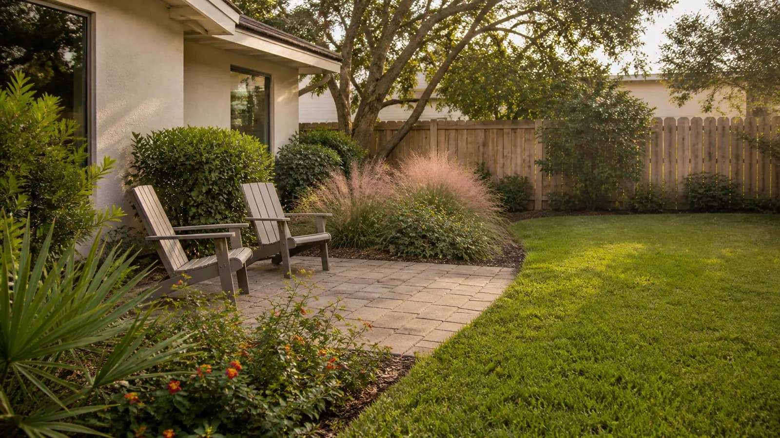 Illustrative residential outdoor space scene
